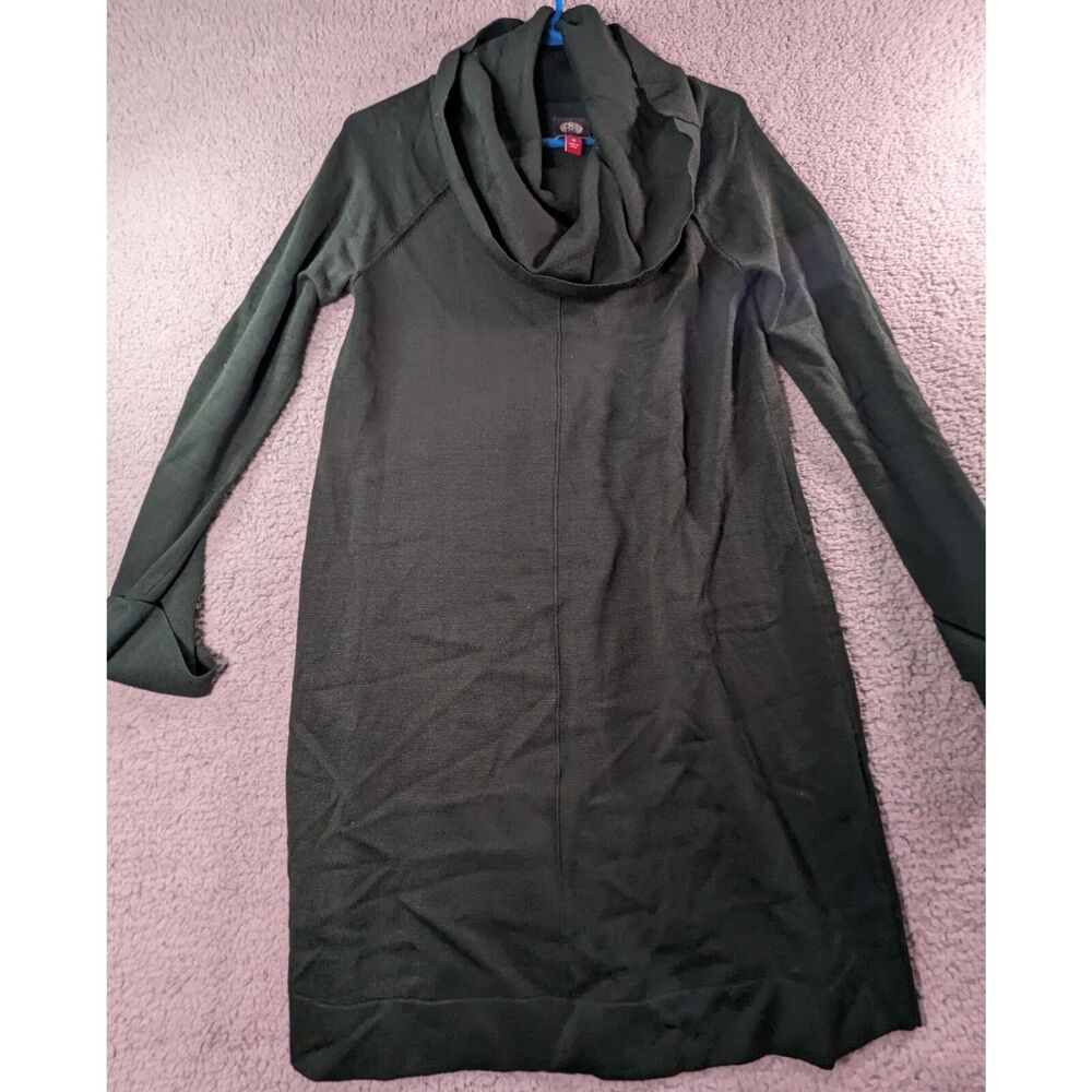 Vince Camuto Womens size Medium M Sweater Dress Dark Green Long Sleeve Cowl Neck